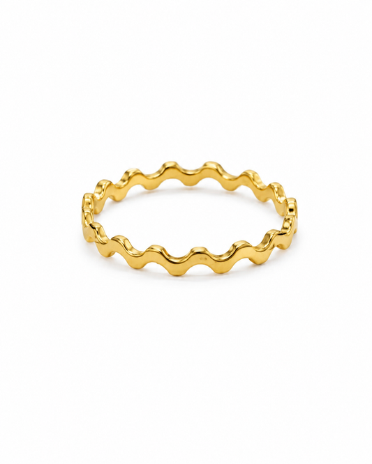 18k Gold Minimalist Wavy Design Daily Wear Ring (GJEW99)