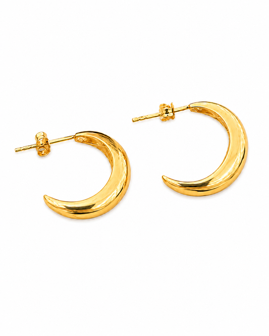18k Gold Crescent Moon-shaped Hoop (GJEW118)