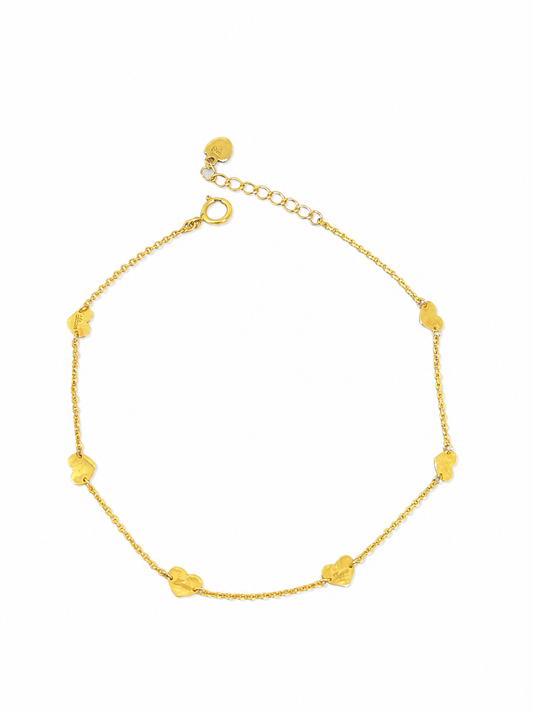 18K Gold Heart Charm Bracelet – Delicate Minimalist Chain Bracelet (GJEW134)