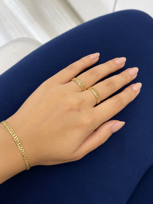 18k Gold Link Chain Design Ring (GJEW187-188)