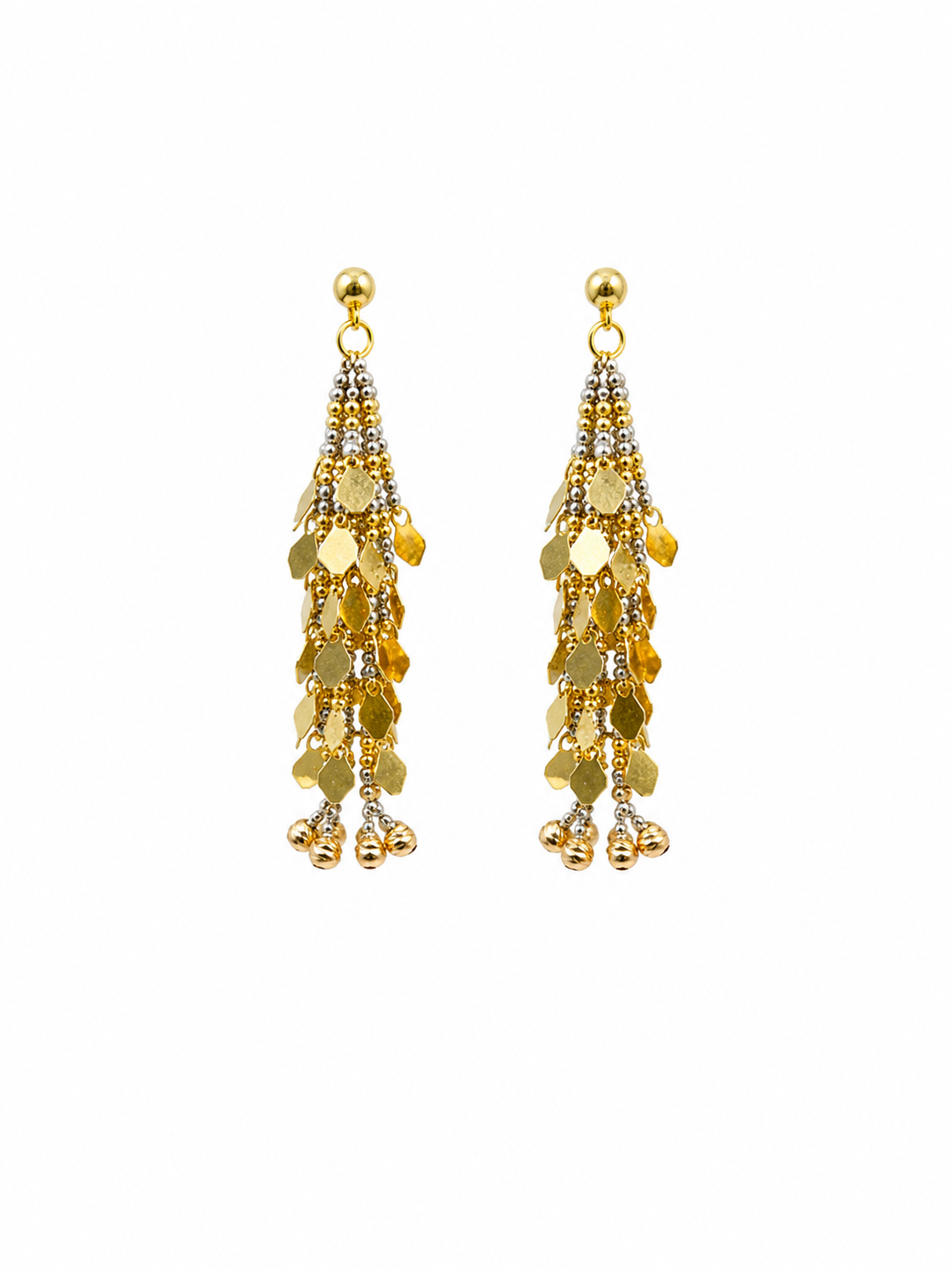 Tri-Color Tassel Drop Earrings | Elegant Multi-Tone Dangle Earrings (GJEW331)