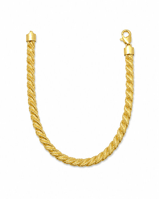 18K Gold Twisted Weave Bracelet – Textured Spiral Design (GJEW346)