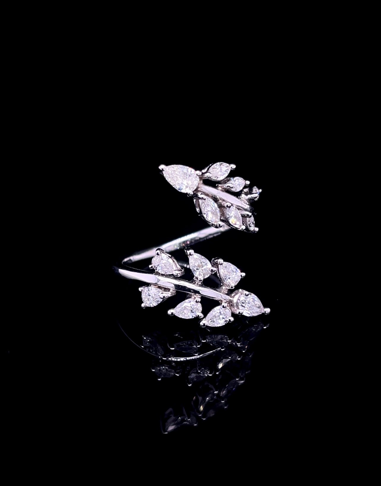 Pear & Marquise Leaf  Wrap Diamond Ring (ARJS2594)