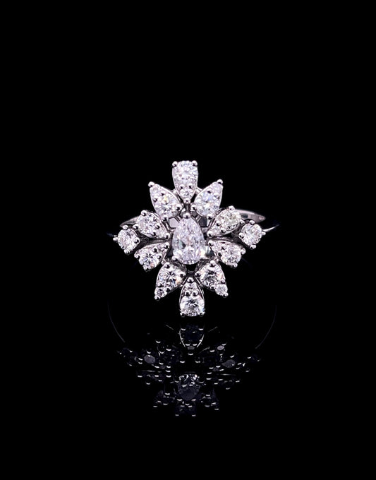 Pear with Cluster Type Diamond Ring (ARJS2766)