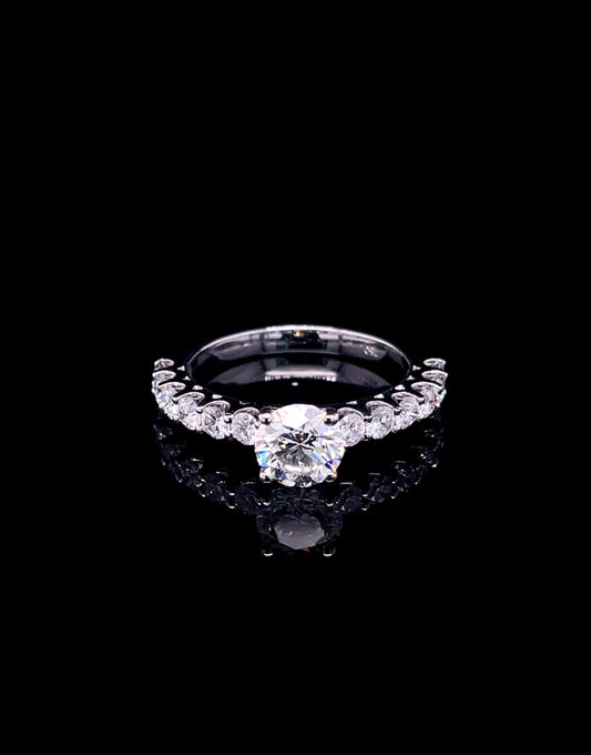 1 CT Round Ring with Side Diamond Ring (ARJS3623)