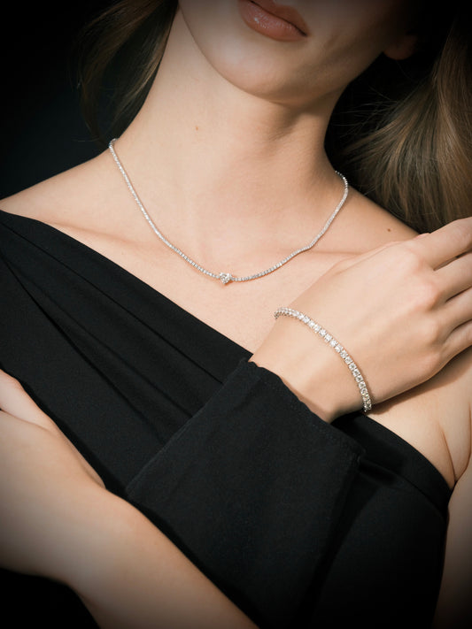 1.7MM ROUND DIAMOND W/ 1CT HEART DIAMOND CHOKER (ARJS3118)