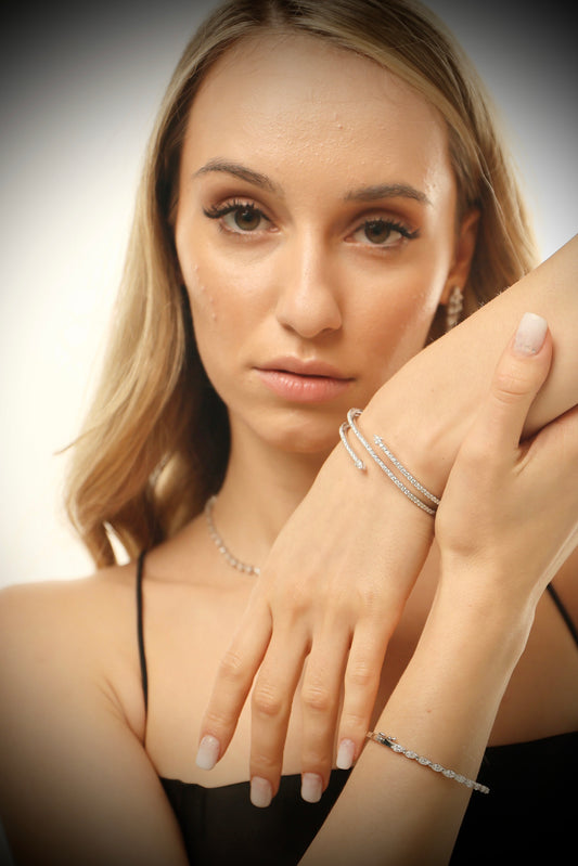 FLEXIBLE DIAMOND TWO ROW BANGLE ( SOLITAIRES)