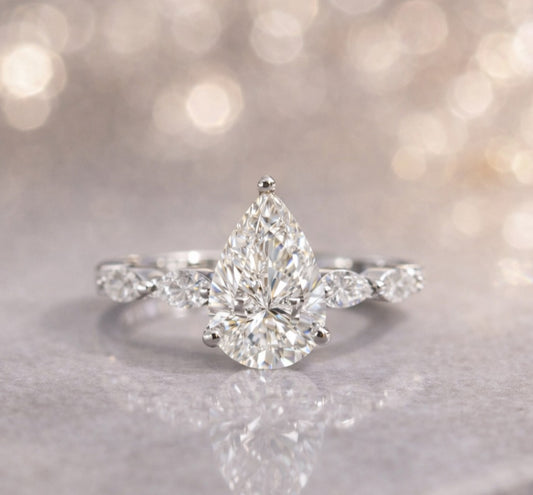 2CT Pear with Marquise Side Diamond Ring (ARJS3955)