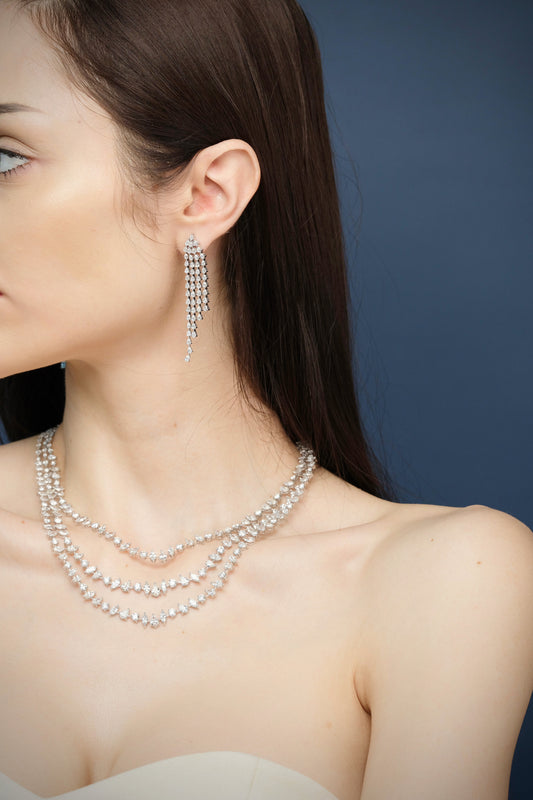 PEAR DIAMOND LONG DROP EARRING