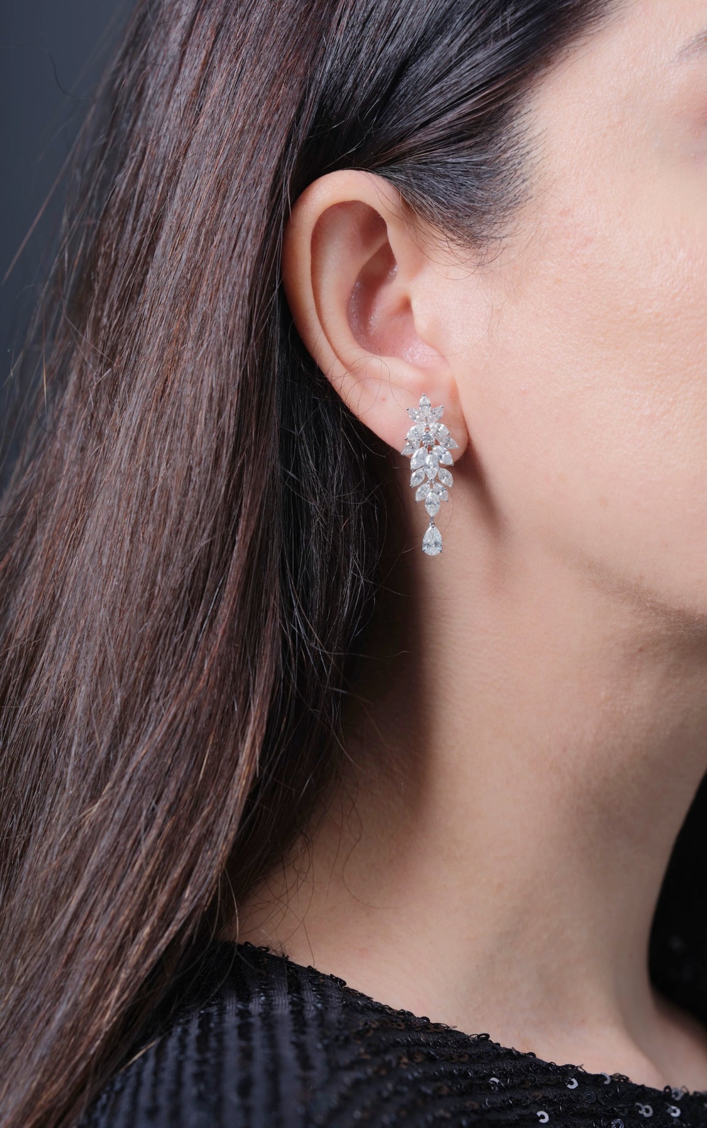 PEAR & MARQUISE DIAMOND EARRING (ARJS3444)