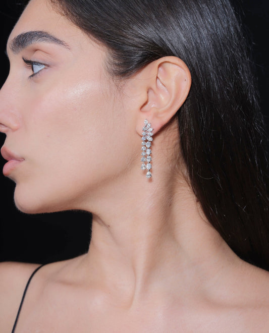 PEAR, MARQUISE & ROUND DIAMOND EARRING