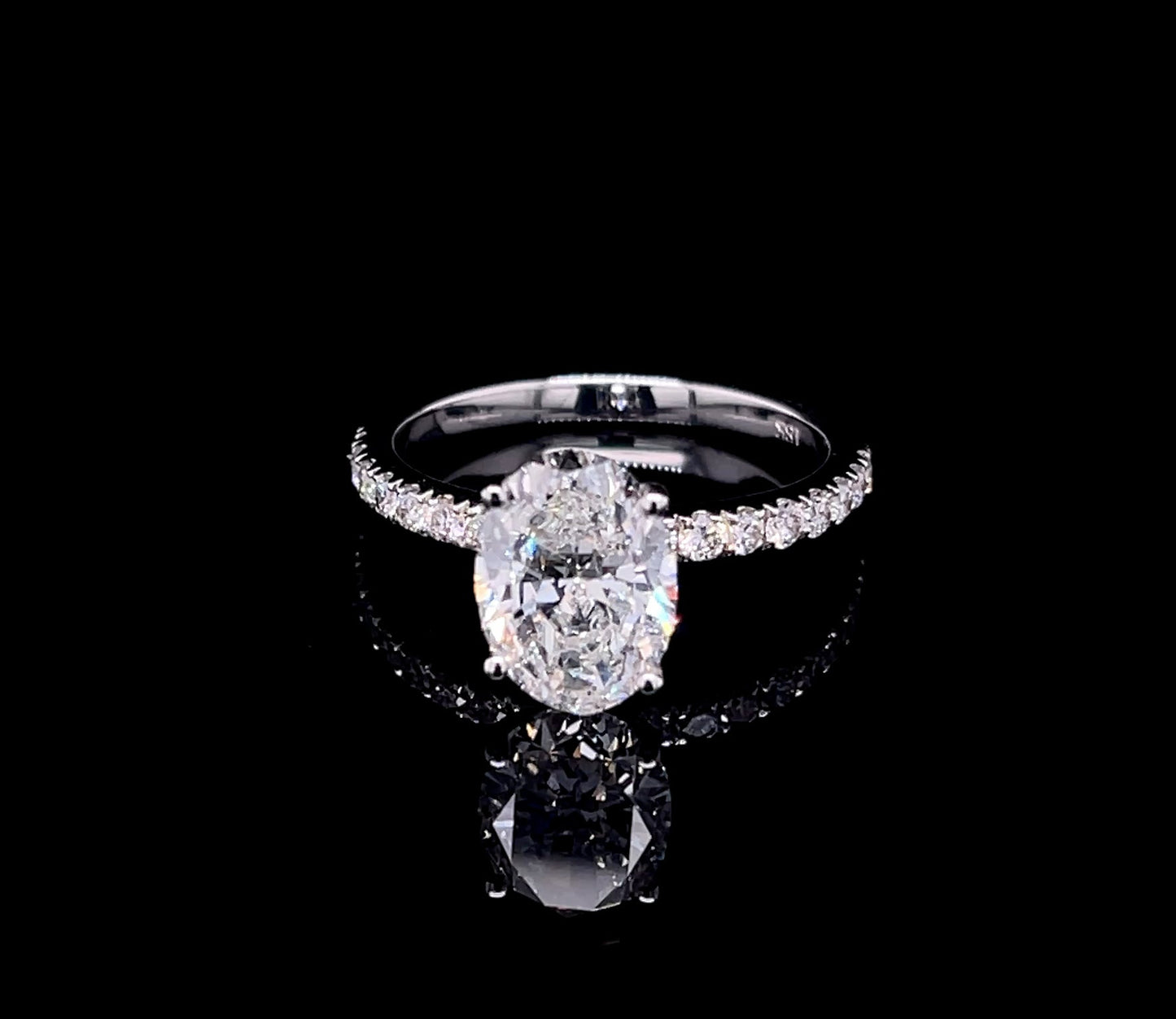 2CT Oval with Side Diamond Ring (ARJS3980)