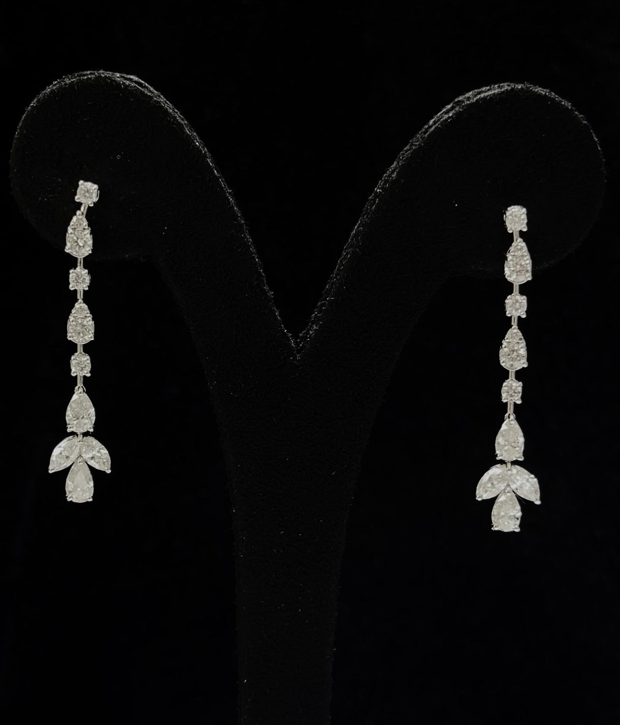 Mix Shape 1 Line Dangling Diamond Earrings (ARJS3702)