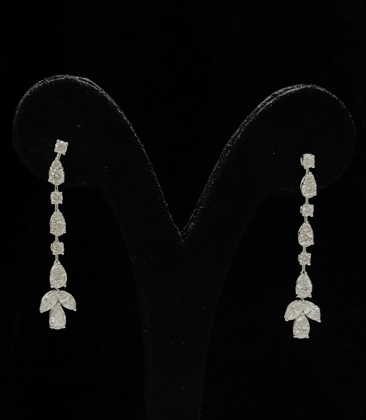 Mix Shape 1 Line Dangling Diamond Earrings (ARJS3702)