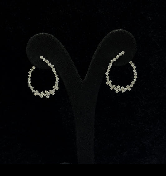 Round C Type Diamond Hoop Earrings (ARJS3730)