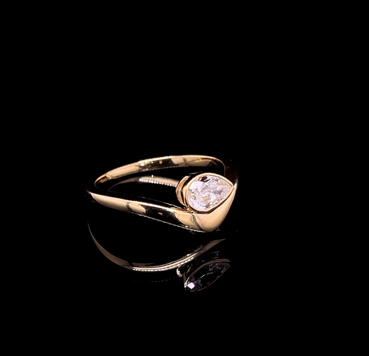 Half Carat Pear in Yellow Gold Diamond Ring (ARJS3968)