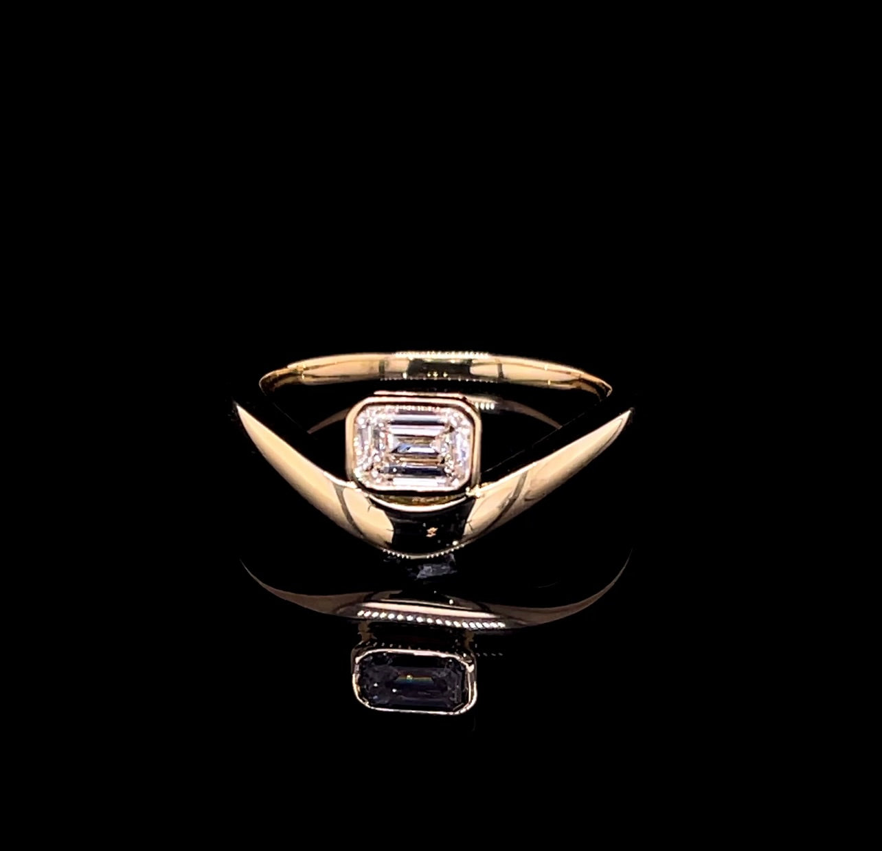 Half Carat  Emerald  Yellow Gold Diamond Ring (ARJS3965)