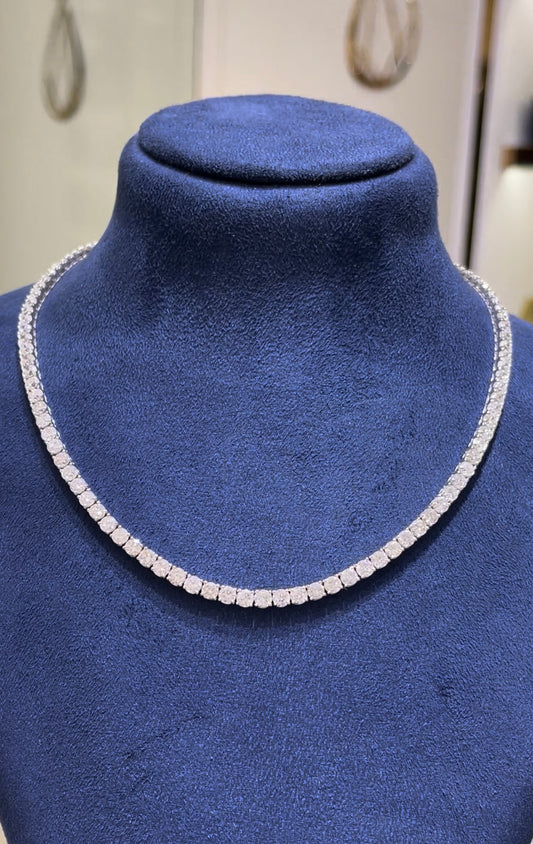 Round Full Tennis Diamond Necklace (ARJS3707)