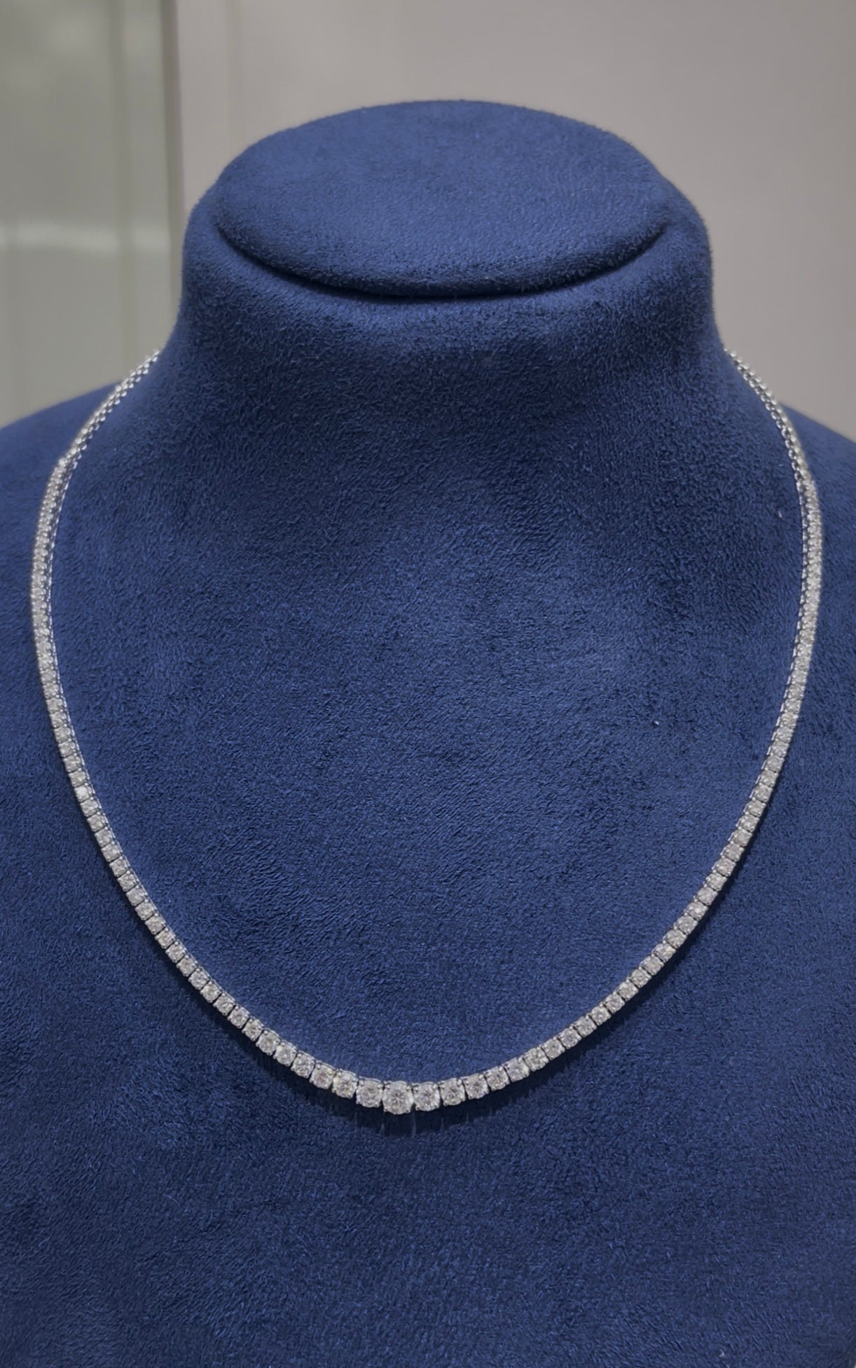 Graduating Half Tennis Diamond Necklace (ARJS3706)