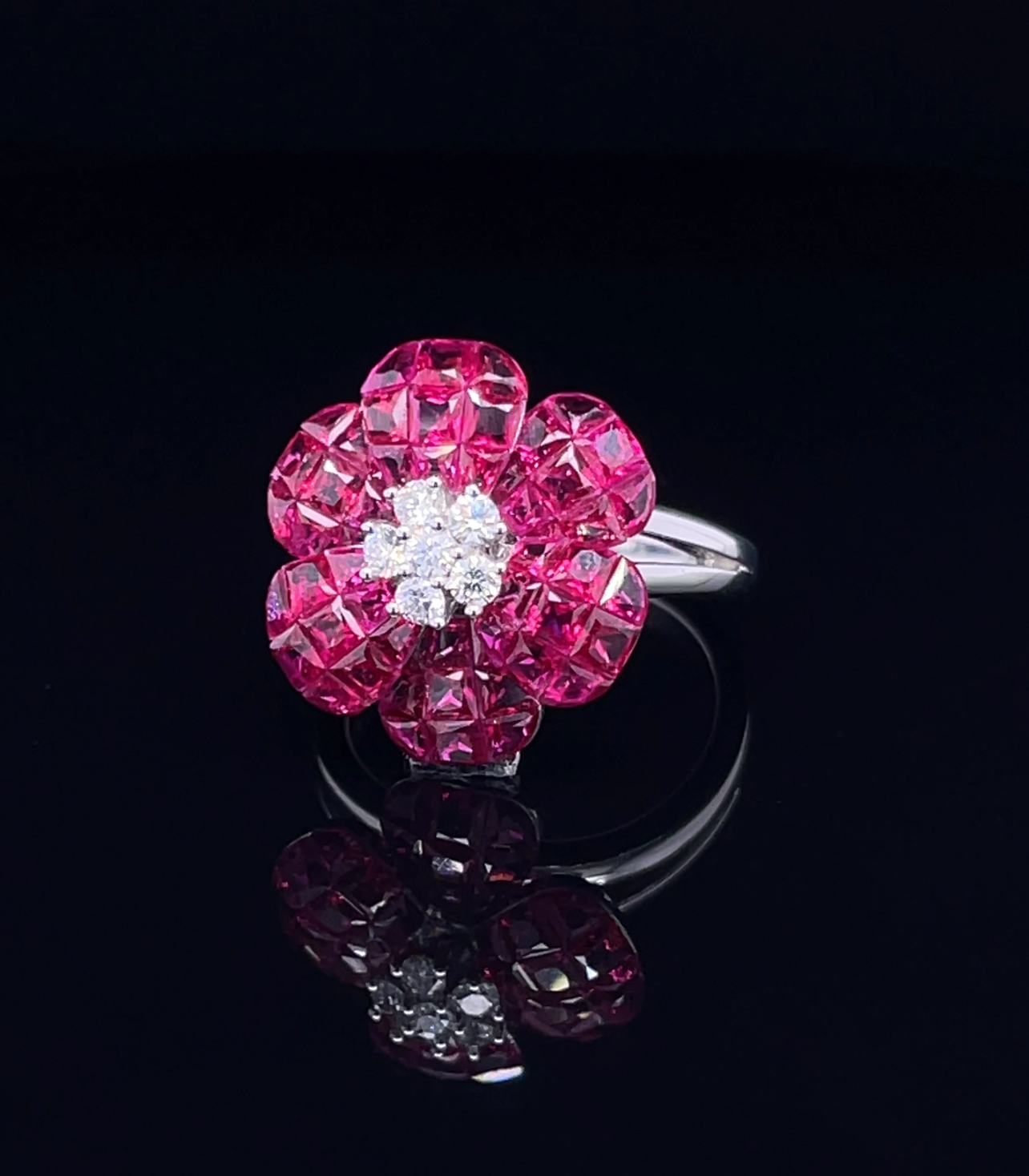Flower Ruby with Diamond Ring (ARJS3646)