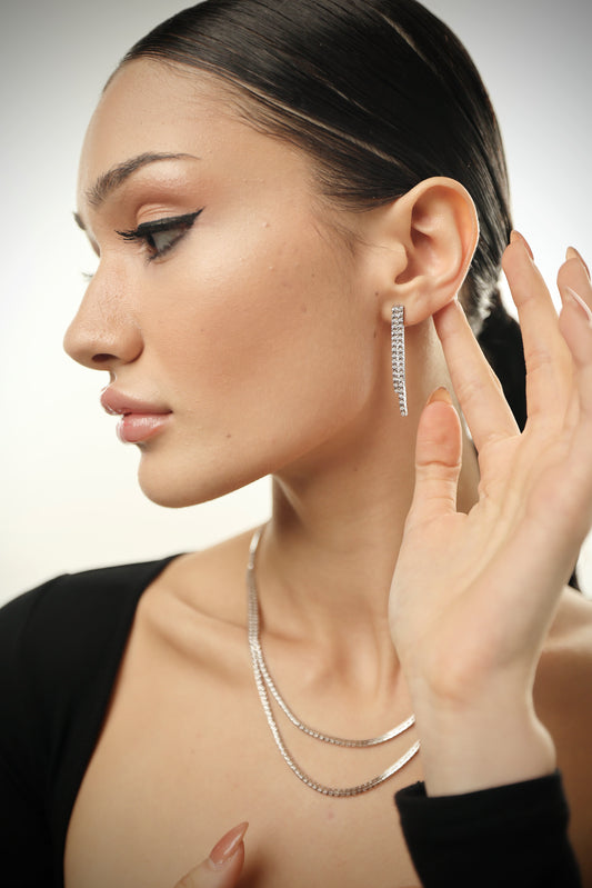 ROUND DIAMOND DOUBLE LINE EARRING