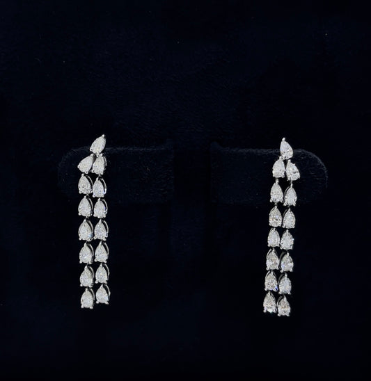 2 Line Pear Dangling Earrings (ARJS4040)