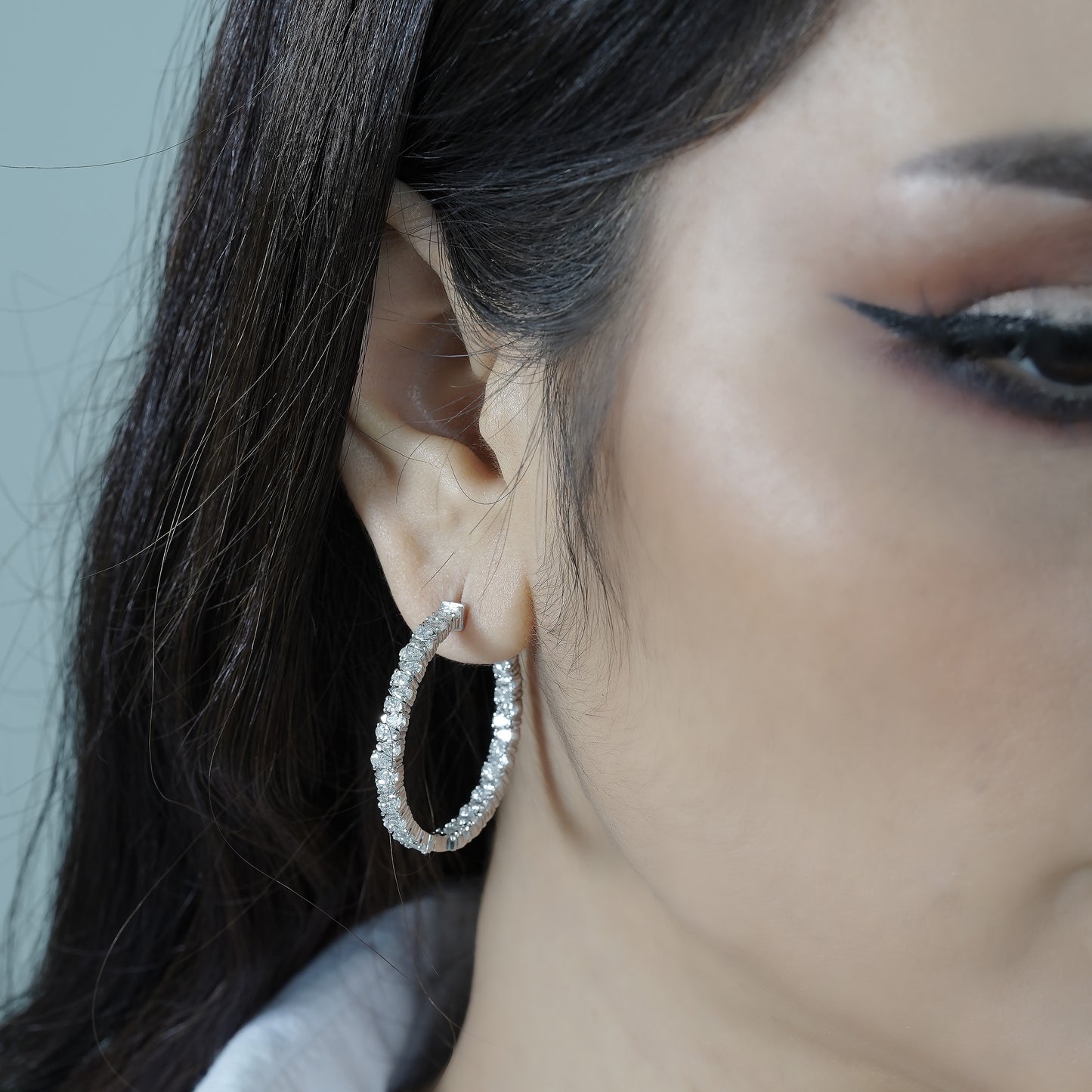 Pear Diamond Hoops Earring (ARJS2692)