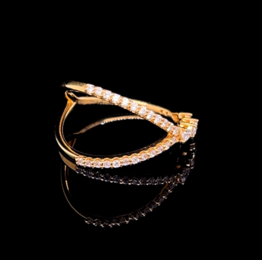 Y Shape Diamond Ring in Yellow Gold (BRD1253)