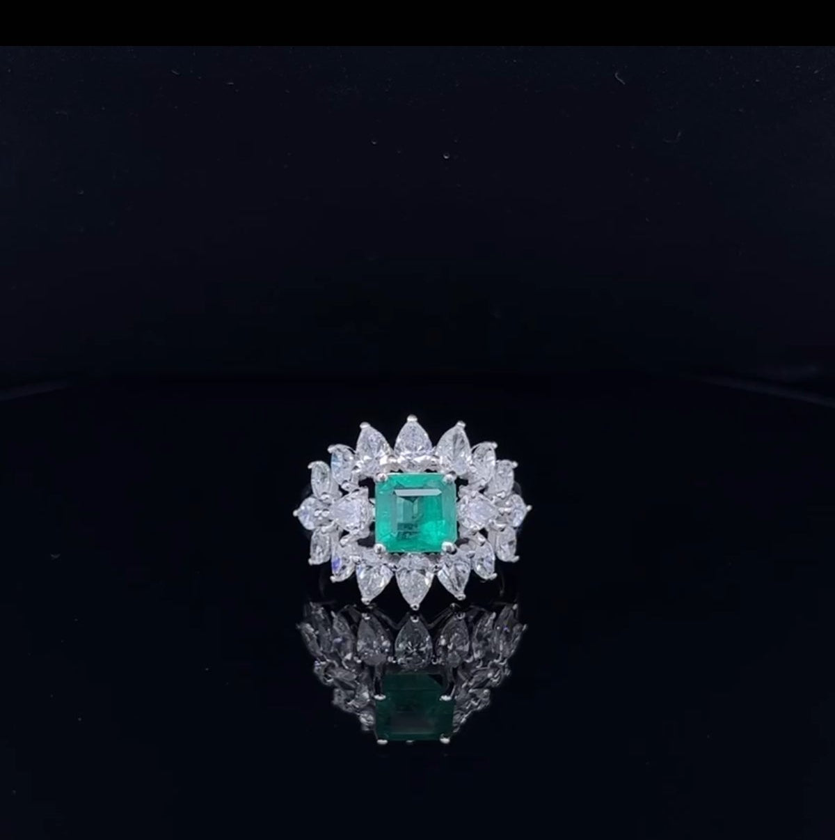 Asscher Emerald with Pear & Marquise Diamond Ring (ARJS2467)