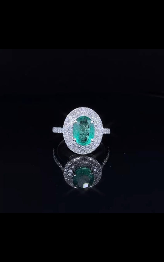 Oval Cut Green Emerald With Diamond Ring(ARJS2563)