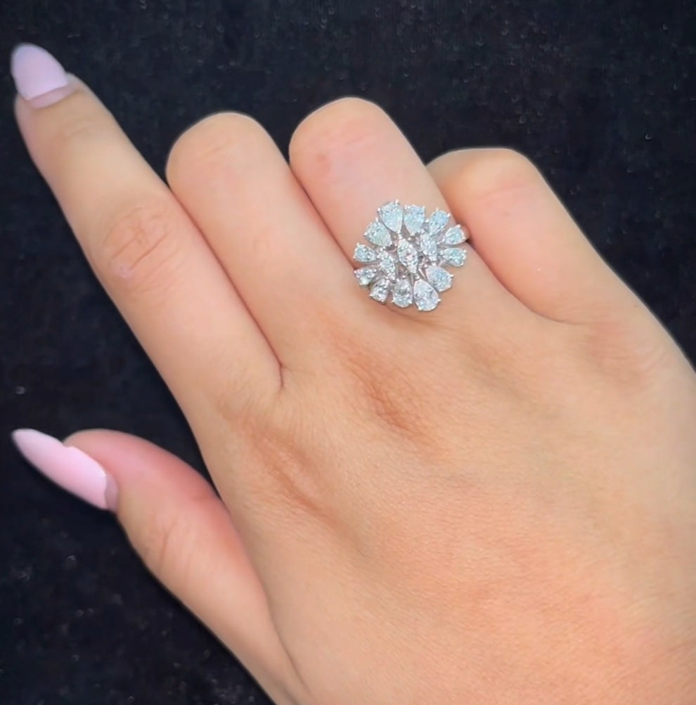 Pear with Mix Shape Diamond Ring (ARJS2607)