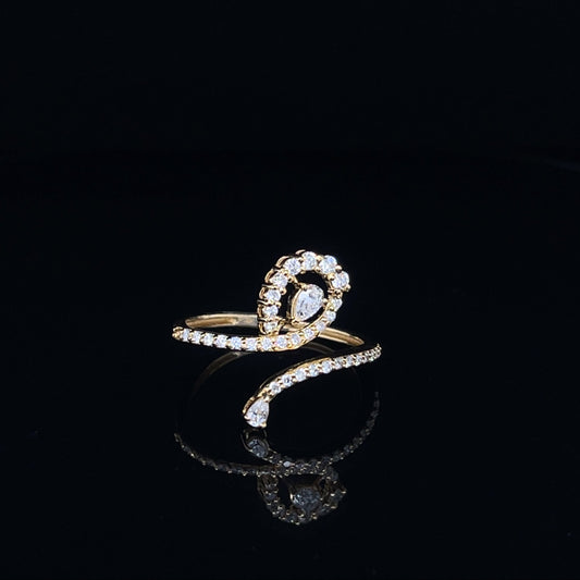 Pear Open Type Diamond Ring in Yellow Gold (BRD1237)