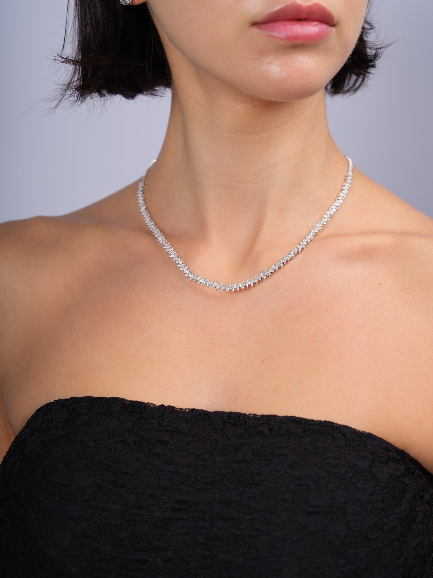 Marquise Zigzag Diamond Necklace (ARJS3784)
