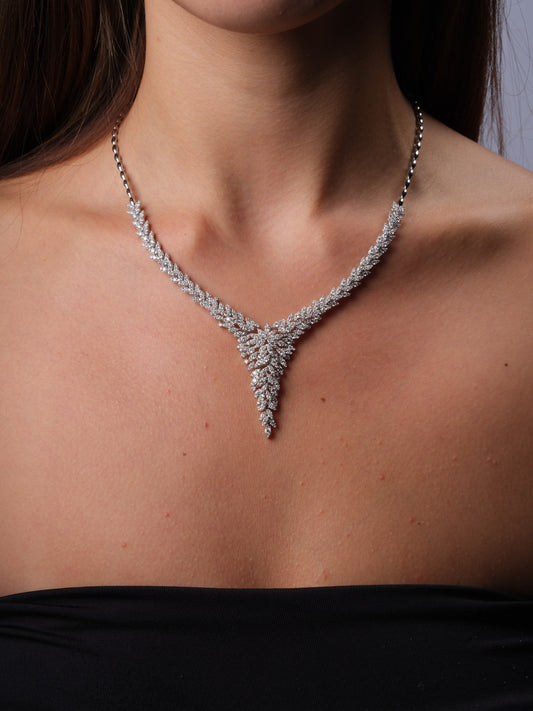 V Style Cluster Diamond Necklace (ARJS3761)