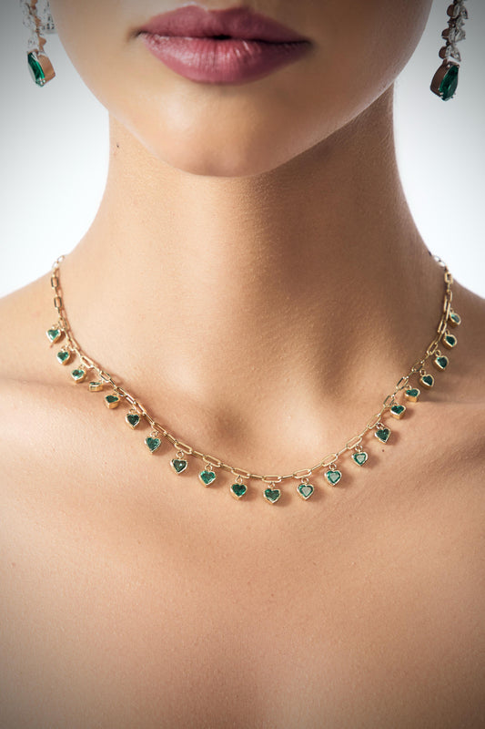 NATURAL GREEN EMERALD HEART NECKLACE