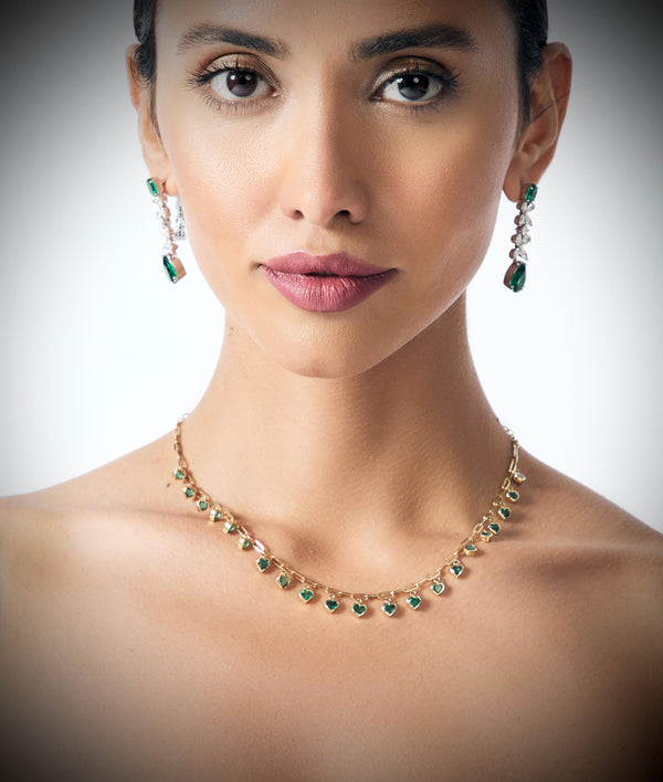 NATURAL GREEN EMERALD HEART NECKLACE