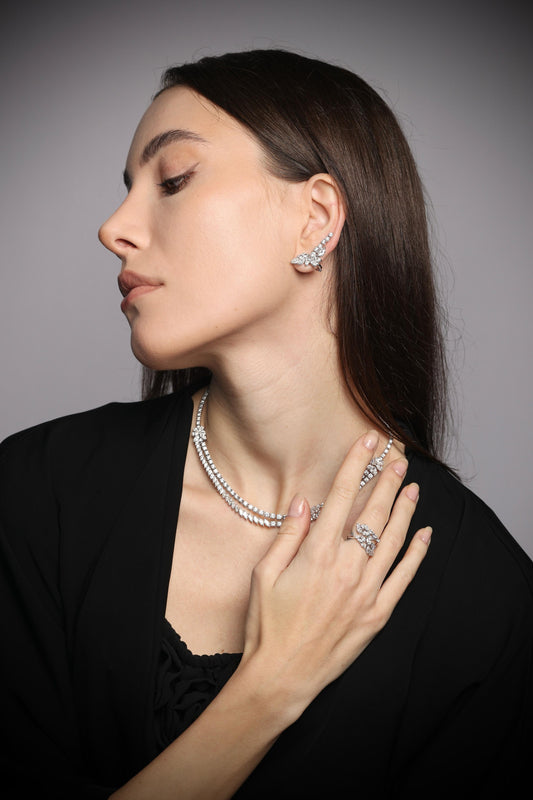 PEAR, MARQUISE & ROUND LAYERED NECKLACE