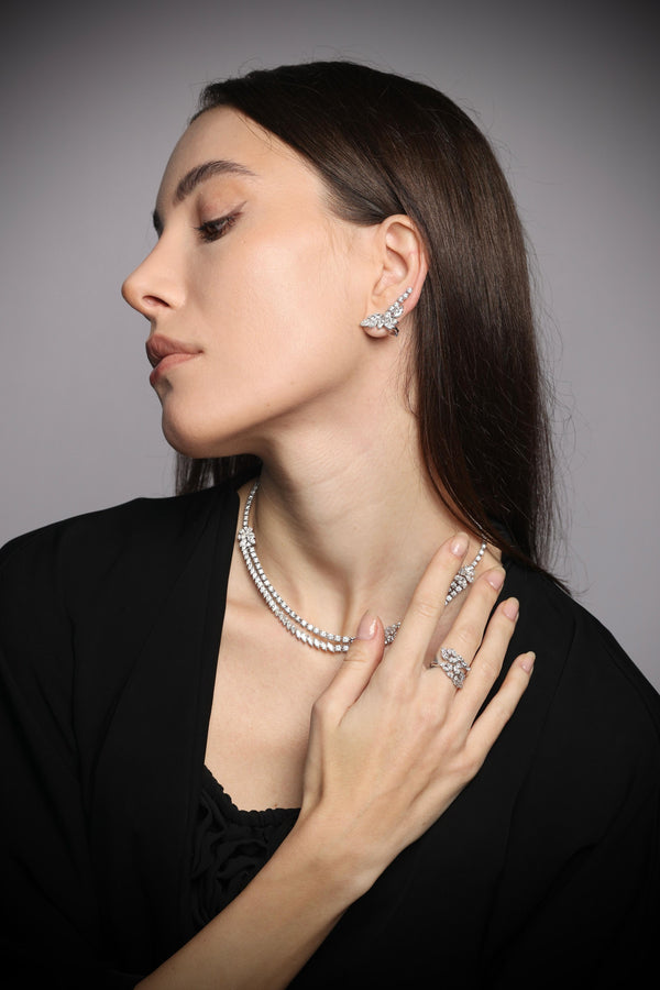 PEAR, MARQUISE & ROUND LAYERED NECKLACE