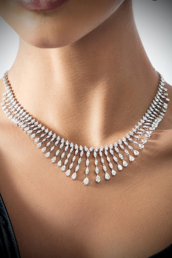 13.28CT ROUND & PEAR DIAMOND NECKLACE (ARJS2606)