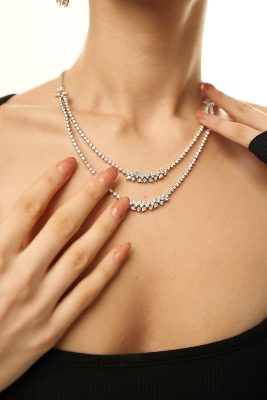 PEAR & ROUND LAYERED NECKLACE