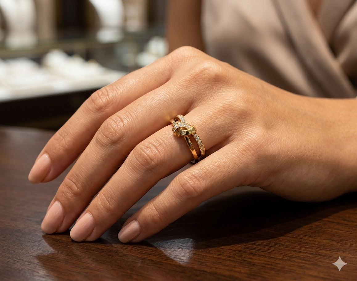 Knot Diamond Ring in Yellow Gold (BRD1250)