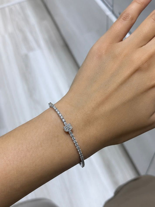 Tennis Bracelet with Cushion Centerstone (ARJS3989)