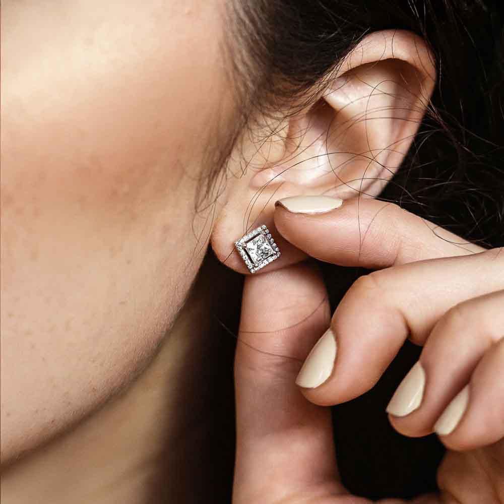 1.1CT Princess Cut Diamond Studs (ARJS2301)