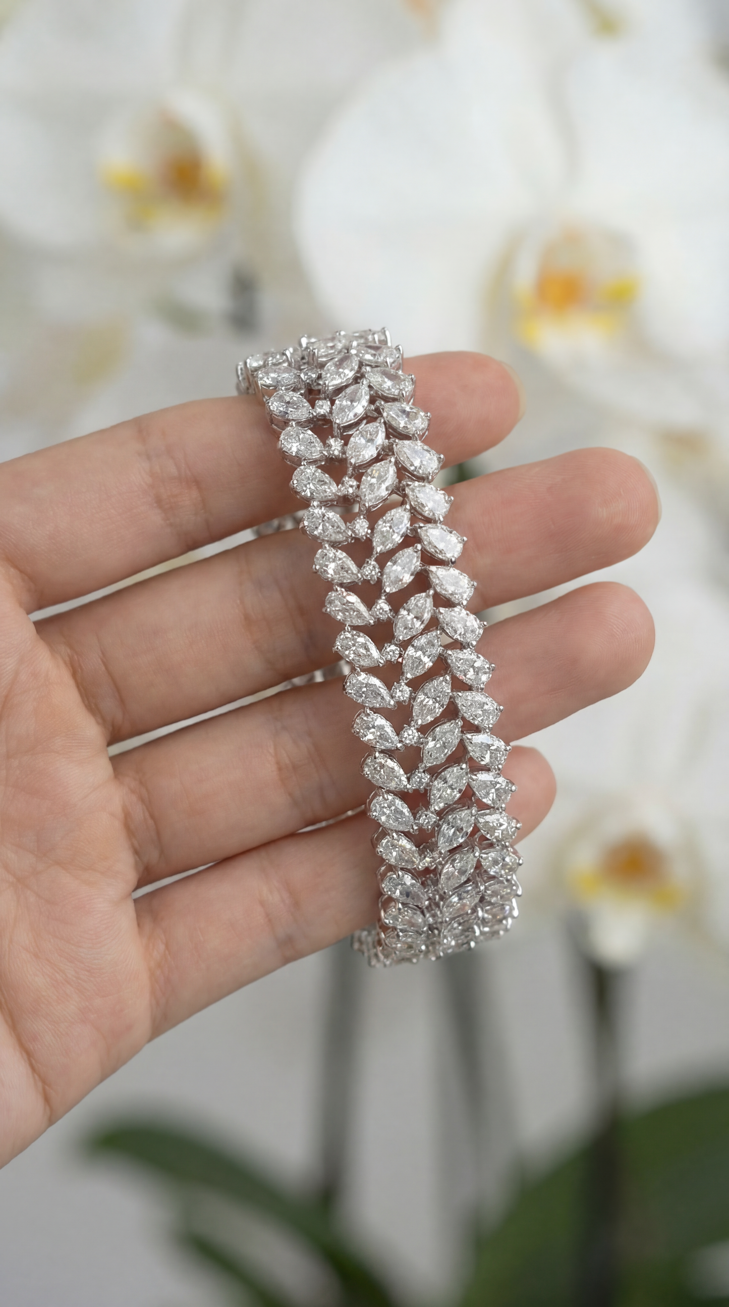 3 Line Pear & Marquise Diamond Bracelet (ARJS3376)