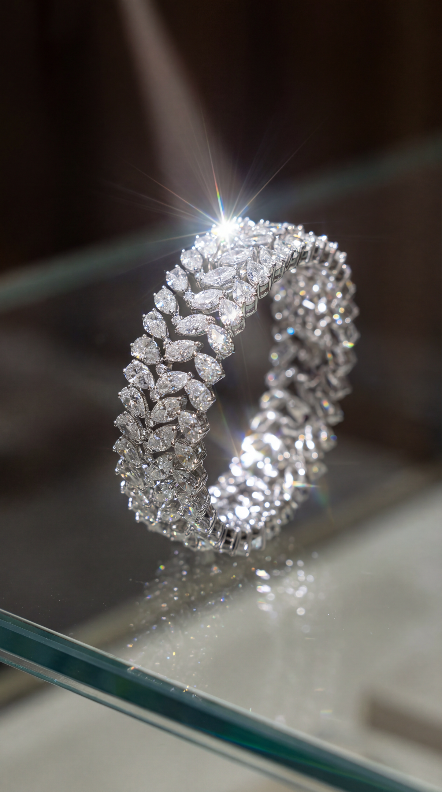 3 Line Pear & Marquise Diamond Bracelet (ARJS3376)