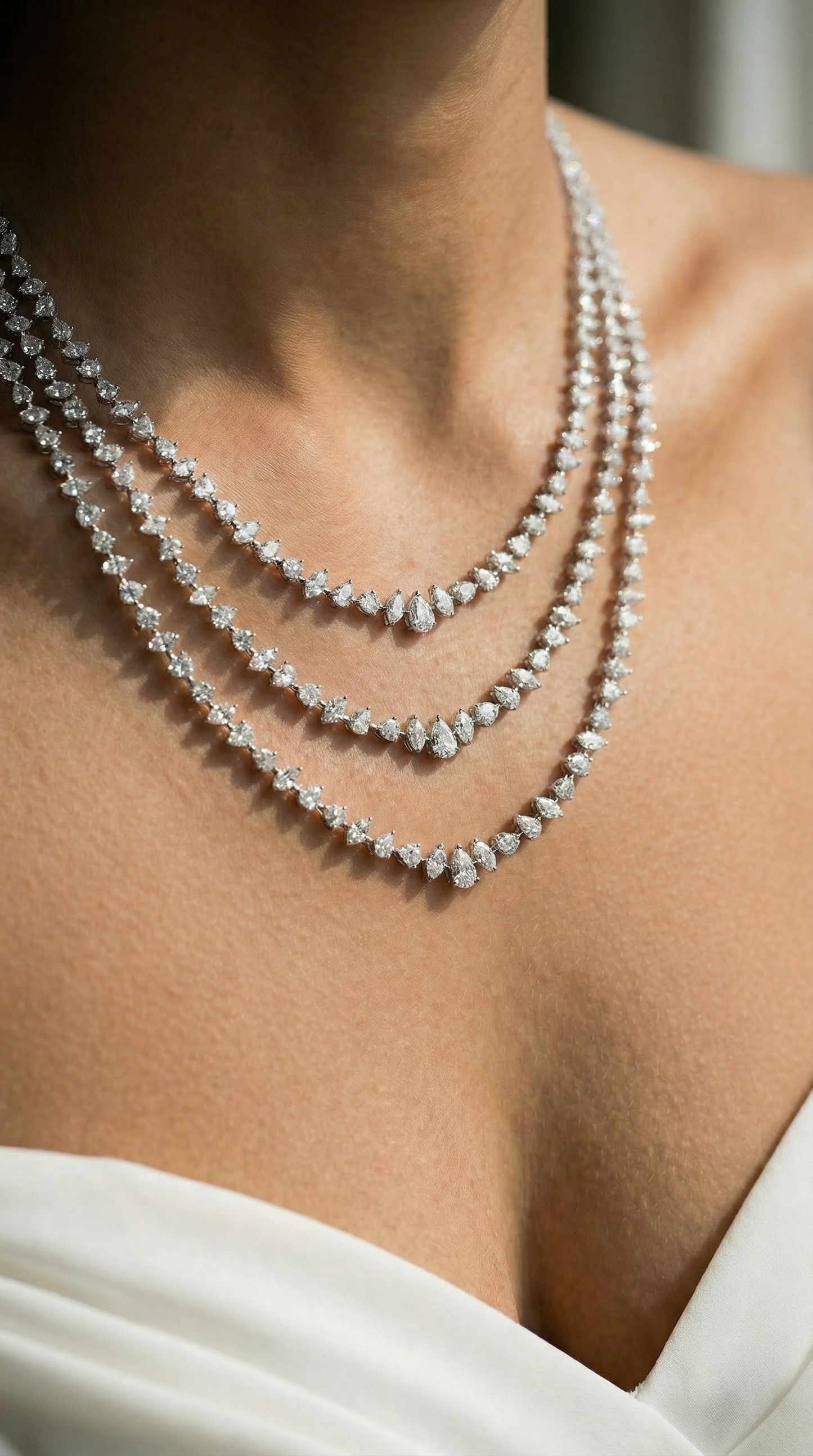 3 Line Mix Shape Diamond Necklace (ARJS3476)