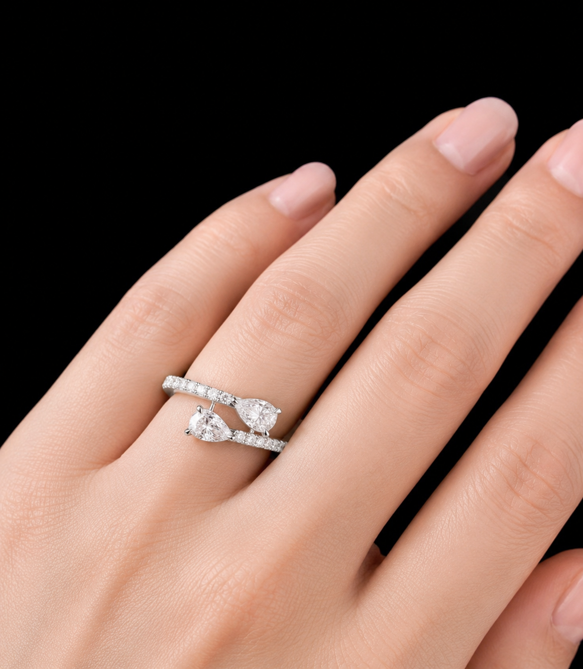 Dual Pear Bypass Diamond Ring (ARJ1119)