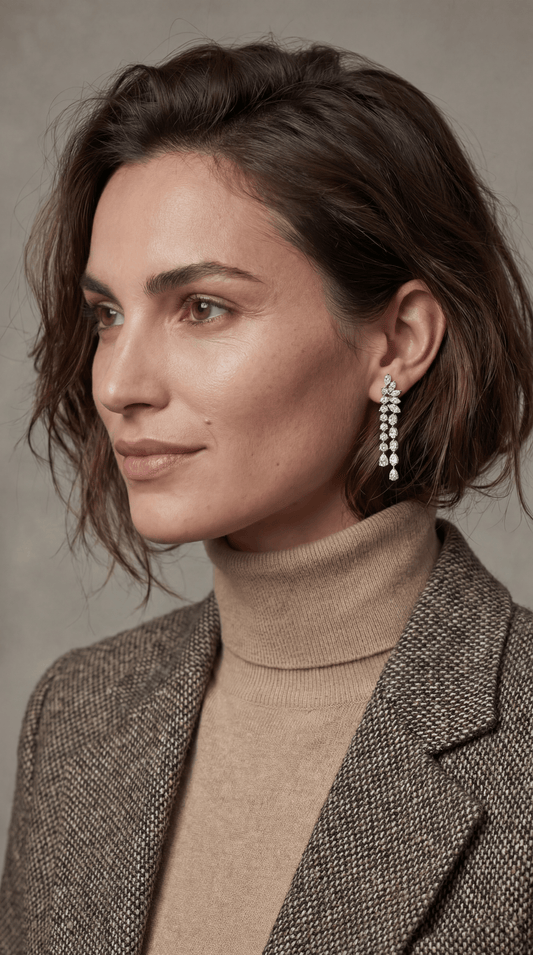 Pear, Marquise & Round Diamond Earrings (ARJS3606)