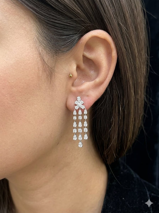 3 Line Dangling Diamond Earrings (ARJS2765)
