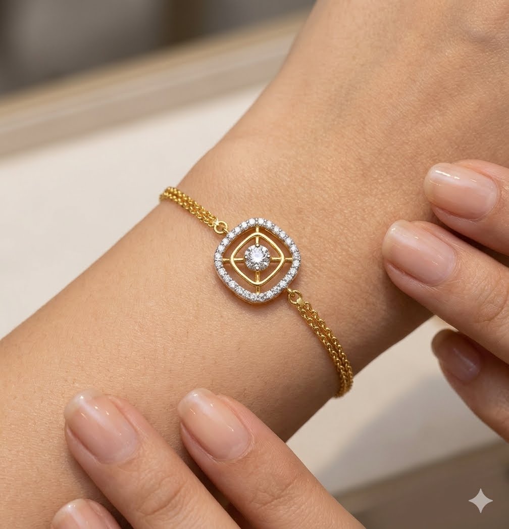 Cluster Chain Diamond Bracelet in Yellow Gold (BRD1221)